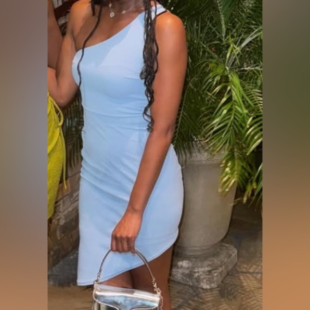 Boohoo One-Shoulder Dress in Blue | Bodycon Asymmetrical Dress | Mini Dress